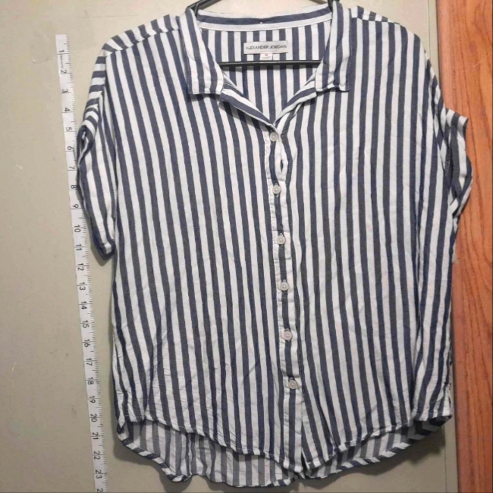 Alexander Jordan XS Shirt Button Down Soft Rayon Striped Collared Women's